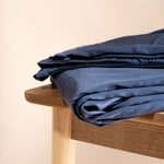 Novaline verzwaringsdeken hoes bamboe blauw closeup